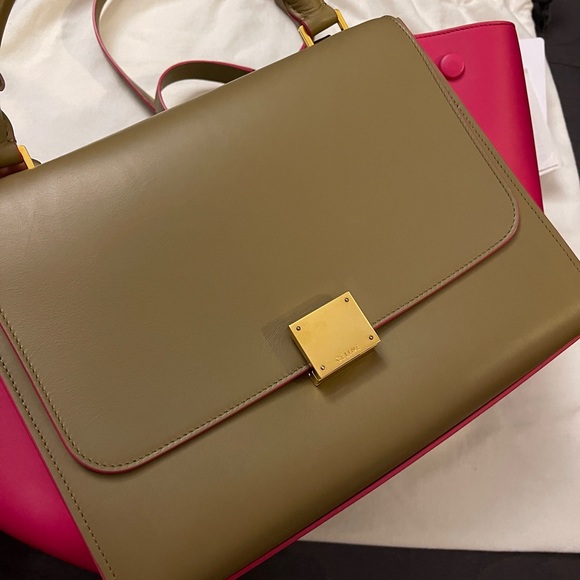 Authentic Celine Trapeze Calfskin Small Bicolor bag light brown and pink women - Picture 10 of 10